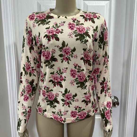 BROOKS BROTHERS MERINO WOOL SWEATER. PINK/GREEN/CREAM. - Picture 1 of 7